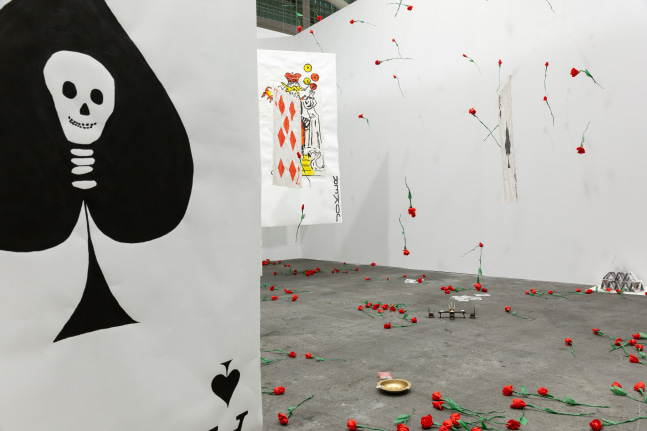 Installation view, Karen Kilimnik, The Joker Episode of The Avengers, Art Basel Unlimited, Basel, 2024