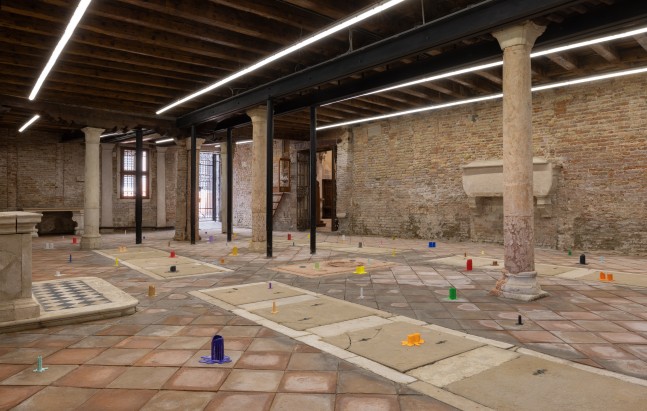 Installation view of sculptures by Ugo Rondinone