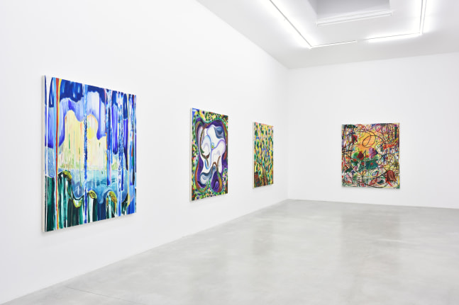 Installation view of Paintings by Shara Hughes