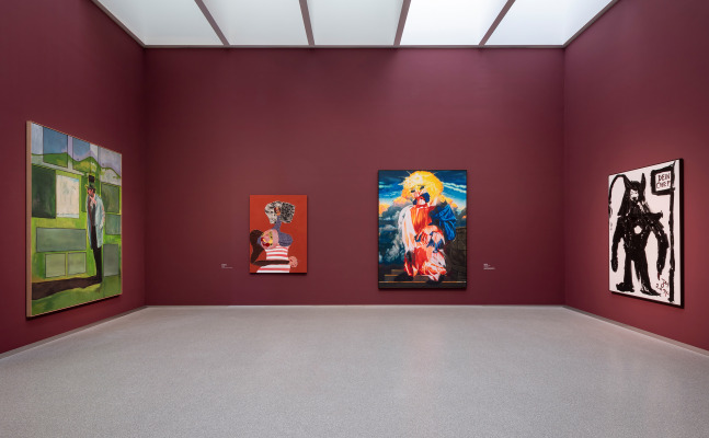 Installation view of painting by Tschabalala Self