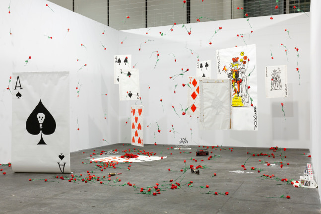 Installation view, Karen Kilimnik, The Joker Episode of The Avengers, Art Basel Unlimited, Basel, 2024