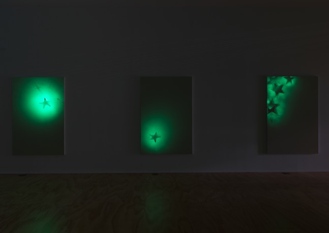 Installation view of paintings by Koo Jeong A