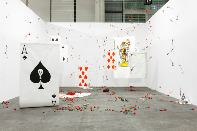 Installation view, Karen Kilimnik, The Joker Episode of The Avengers, Art Basel Unlimited, Basel, 2024