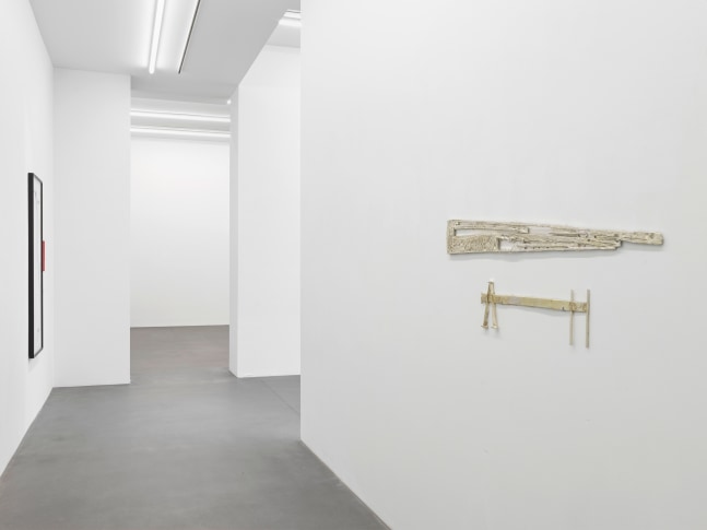 Installation view, Matias Faldbakken, Abstracts and Pewter Abstracts, Galerie Eva Presenhuber, Waldmannstrasse, Zurich, 2025