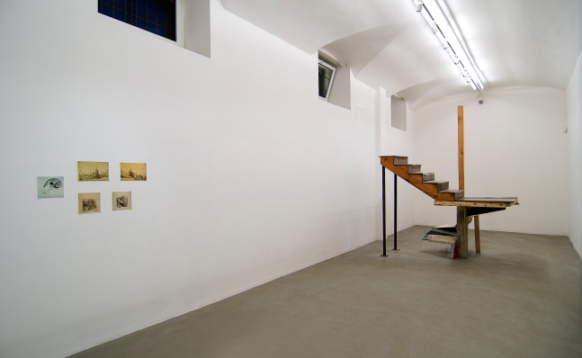 Installation view of works by Oscar Tuazon