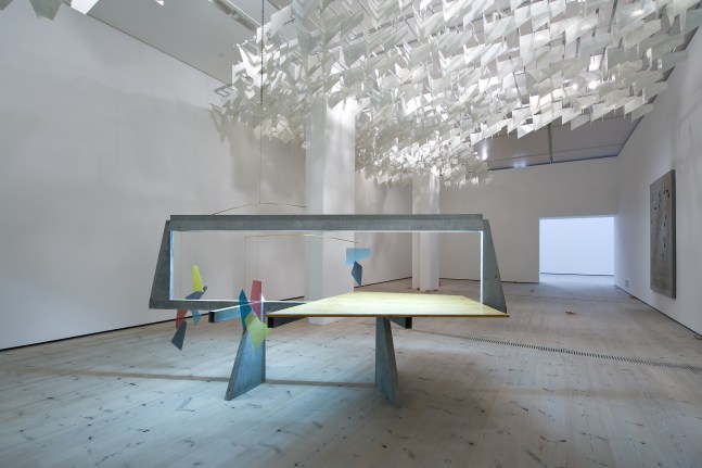Installation view of sculptures by Martin Boyce