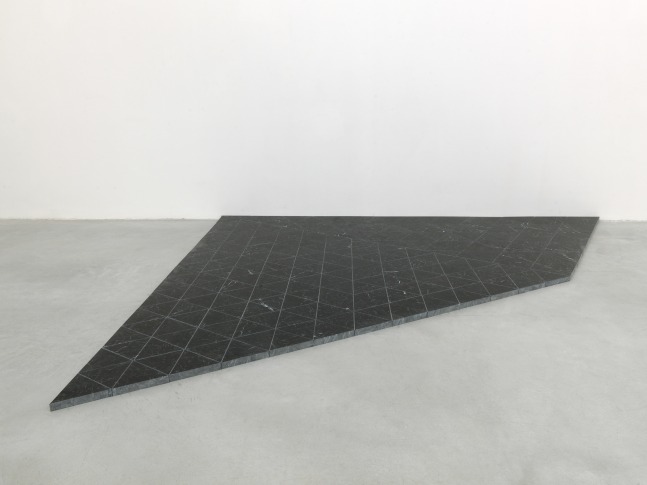 Installation view of sculptures by Oscar Tuazon