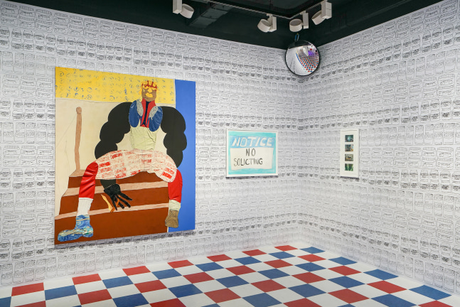 Installation view of paintings by Tschabalala Self