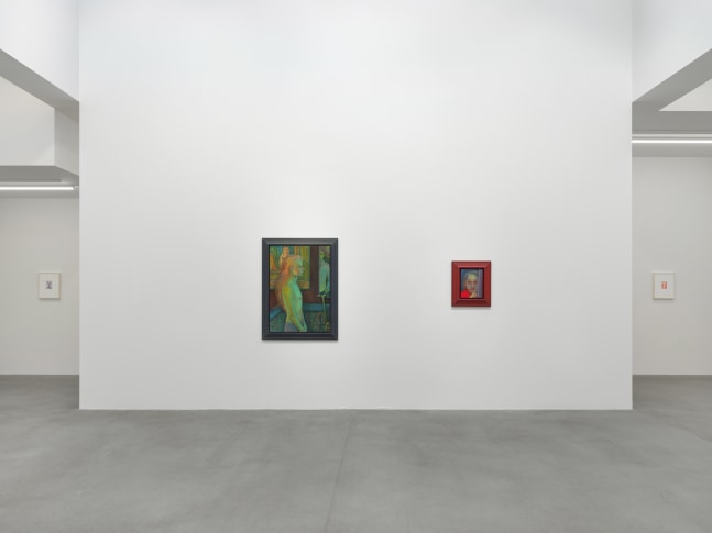 Installation view of paintings by Steven Shearer