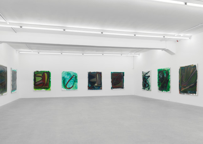 Installation view of Josh Smith paintings exhibition