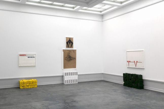 Installation view of sculptures by Matias Faldbakken