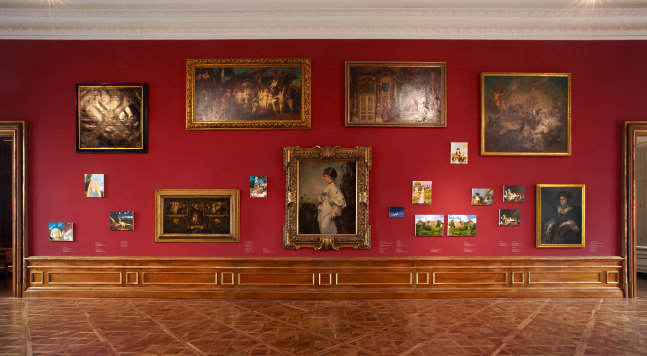 Installation view of paintings by Karen Kilimnik