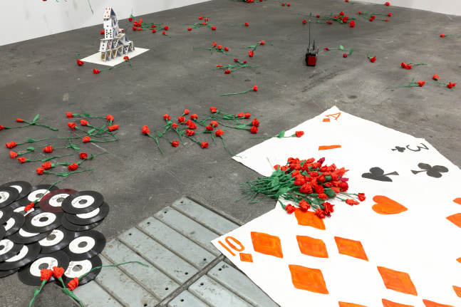 Installation view, Karen Kilimnik, The Joker Episode of The Avengers, Art Basel Unlimited, Basel, 2024