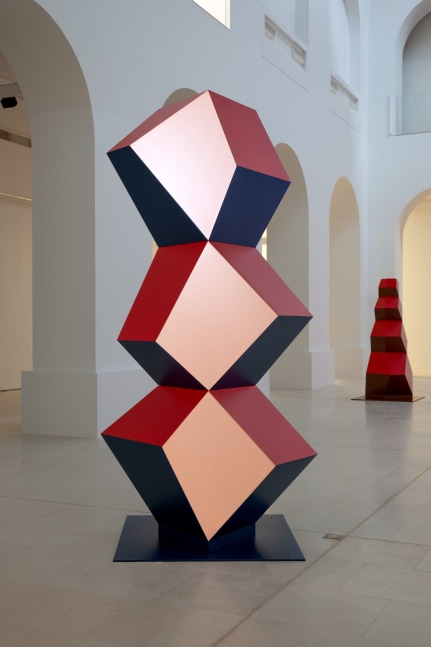 Installation view of sculptures and painting by Angela Bulloch