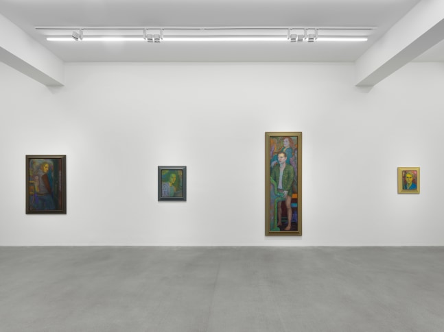 Installation view of paintings by Steven Shearer