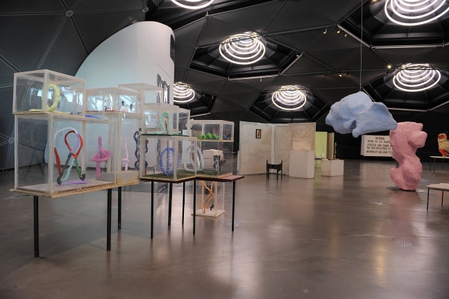 Installation view of works by Franz West