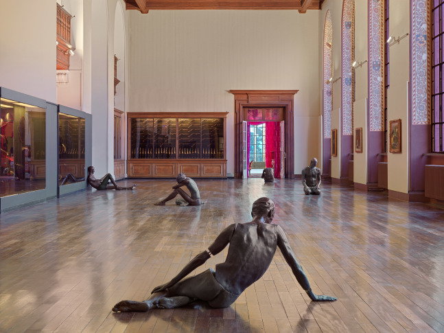 installation view of sculptures by Ugo Rondinone