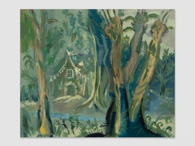 the green fairy cottage in the Vietnamese jungle

2015

Water soluble oil color and glitter on canvas

51 x 61 cm / 20 x 24 in

&amp;copy; Karen Kilimnik