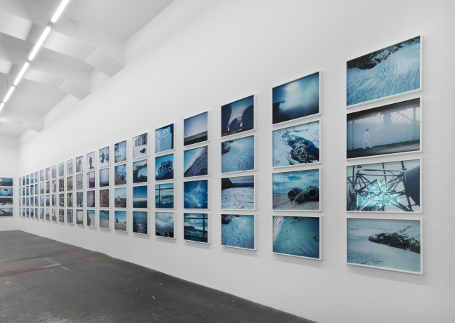 Installation view of Doug Aitken sculpture and photography exhibition