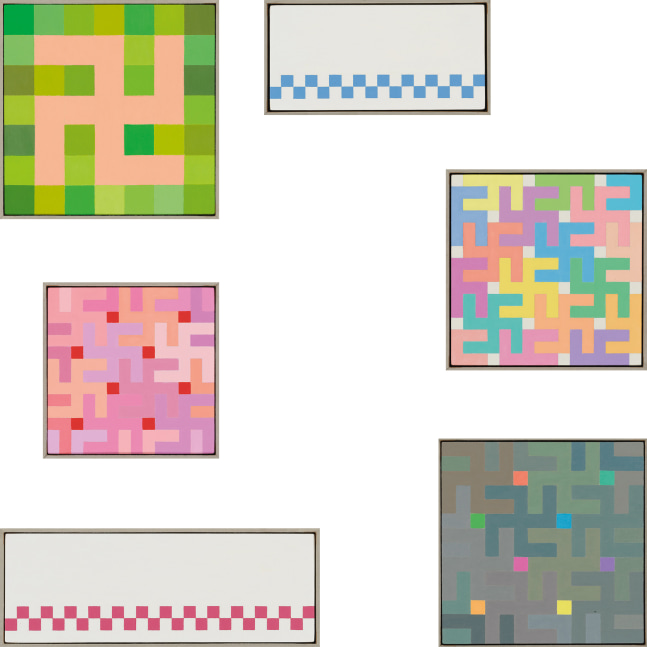 Image of six small paintings by Jean-Frédéric Schnyder