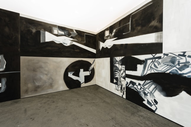 Installation view of paintings by Tobias Pils