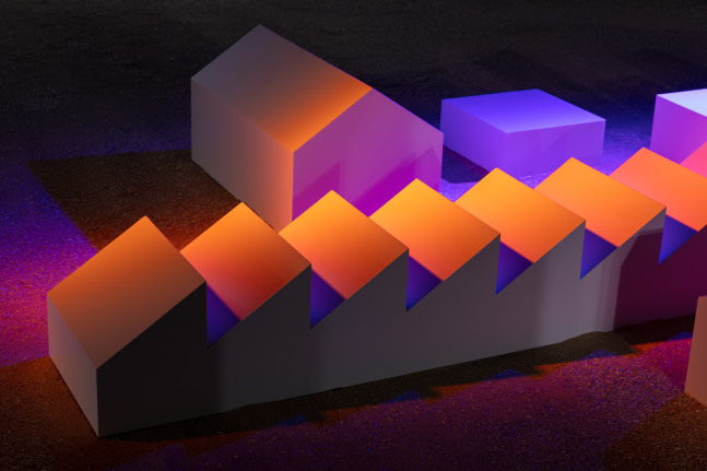 Installation view of sculpture by Liam Gillick