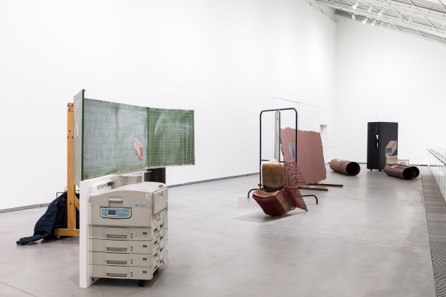 Installation view of sculptures by Matias Faldbakken