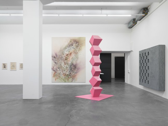 Installation view of paintings and sculptures group exhibition