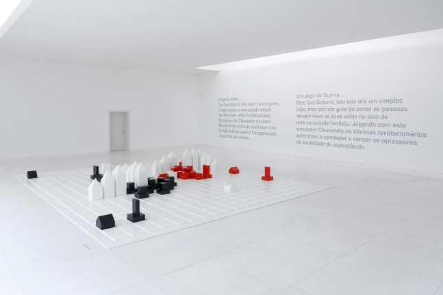 Installation view of sculptures by Liam Gillick