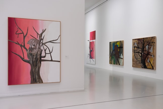 Installation view of paintings by Albert Oehlen and Carroll Dunham