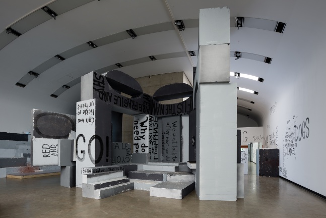 Installation view sculptures by Liam Gillick