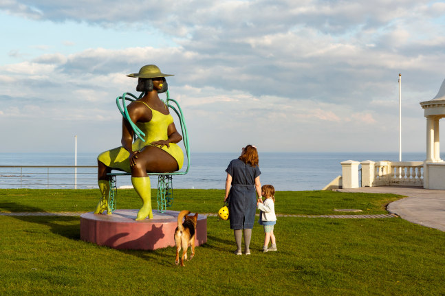 installation view of sculpture by Tschabalala Self