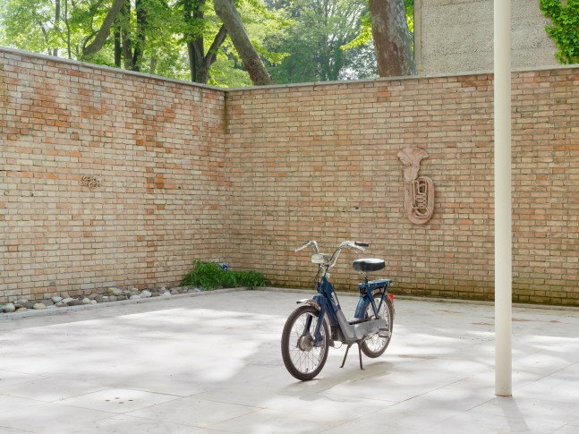 Installation view of sculptures by Valentin Carron