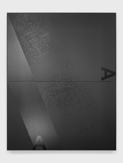 Adam Pendleton Black Dada (A/A) 2019 Silkscreen ink on canvas, 2 parts Overall dims. 243.84 × 193.04 cm / 96 × 76 in Panel, each 121.92 × 193.04 cm / 48 × 76 in