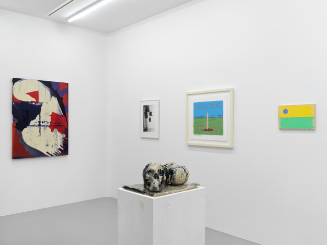 Installation view of group painting, photography, and sculpture exhibition