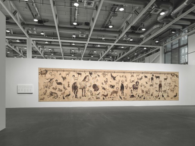 Installation view of paintings by Tim Rollins and K.O.S.