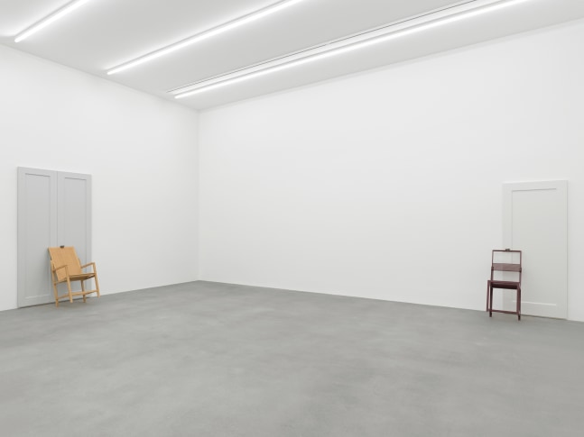 Installation view of Martin Boyce sculpture and drawing exhibition