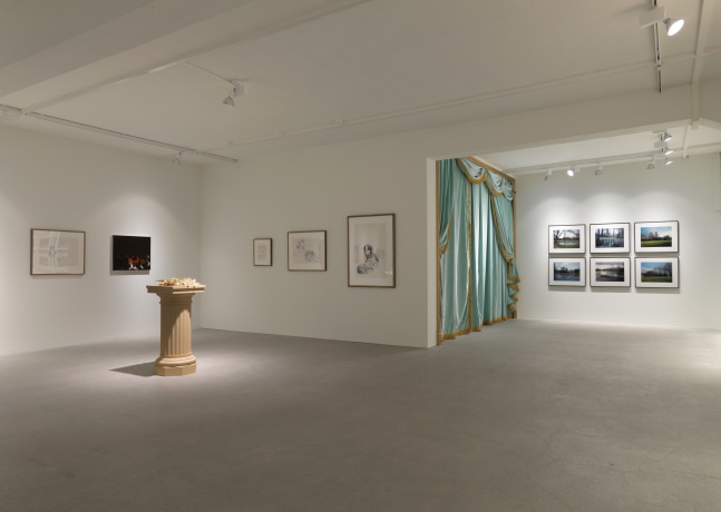 Installation view of Karen Kilimnik painting, photography, and installation exhibition
