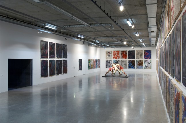 Installation view of paintings by Josh Smith