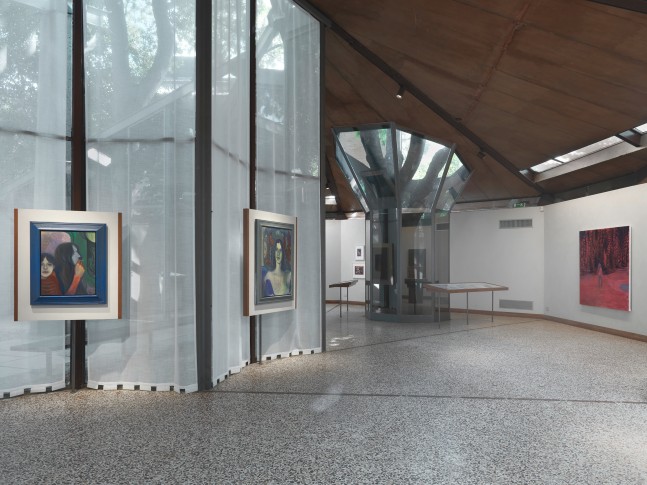 Installation view of paintings by Steven Shearer