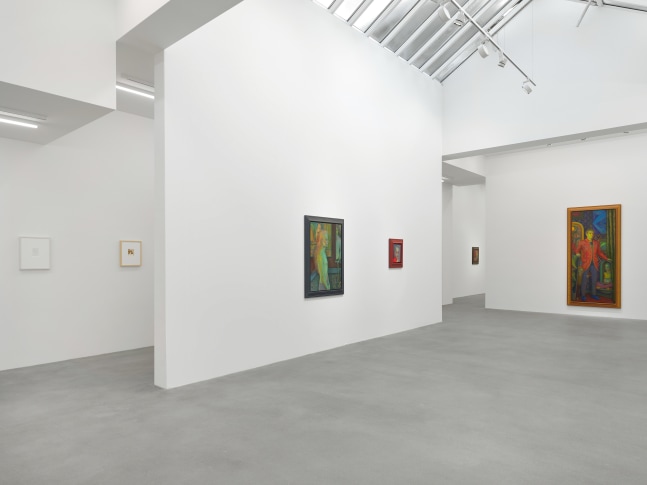 Installation view of paintings and drawings by Steven Shearer