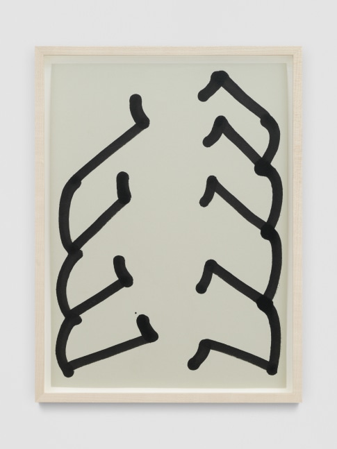 Greyscale painting of forms by Amy Feldman