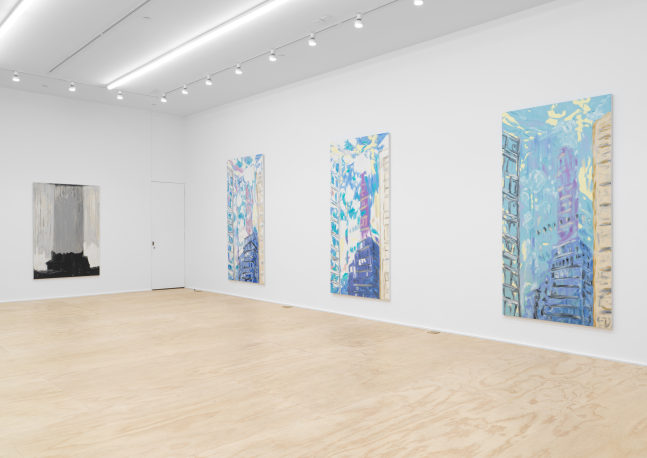 Installation view of paintings by Martha Diamond