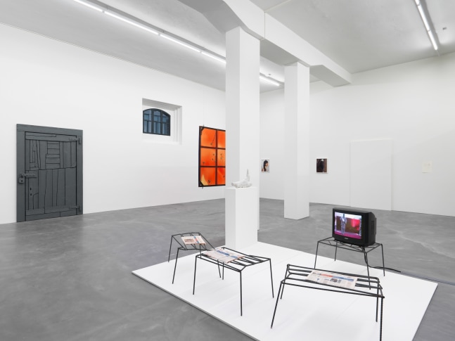 Installation view of paintings and sculptures group exhibition