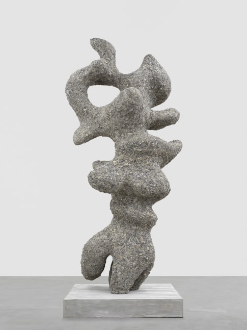 Indoor view of cloud sculpture by Ugo Rondinone, we run through a desert on burning feet, all of us are glowing our golden FACES look twisted and shiny. 2008 Sand, gravel, concrete Sculpture 380 x 182 x 183 cm / 149 5/8 x 71 5/8 x 72 in Pedestal 25.5 x 160.5 x 160.5 cm / 10 x 63 1/4 x 63 1/4 in