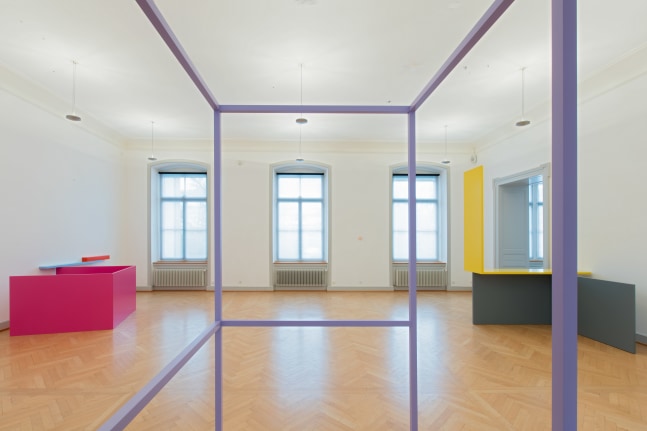 Installation view of wall works by Gerwald Rockenschaub