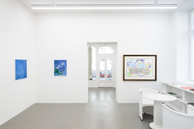 installation view of drawings and paintings by Karen Kilimnik