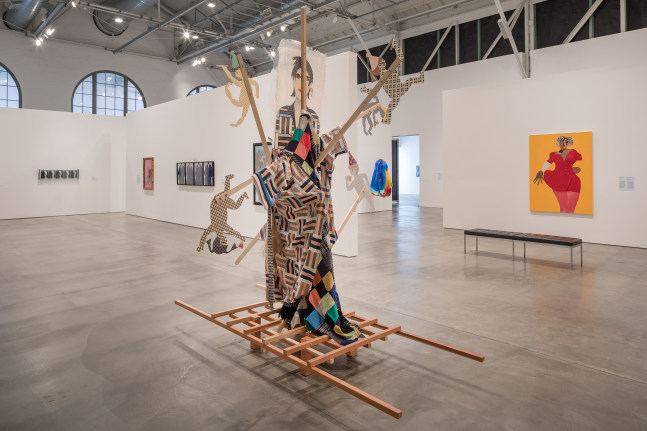 Installation view of painting by Tschabalala Self