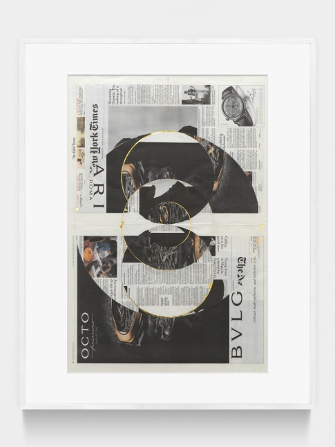 Newspaper collage by Walead Beshty