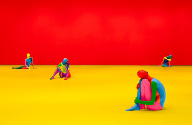 Installation view, Ugo Rondinone, the rainbow body, Aspen Art Museum, Aspen, 2024